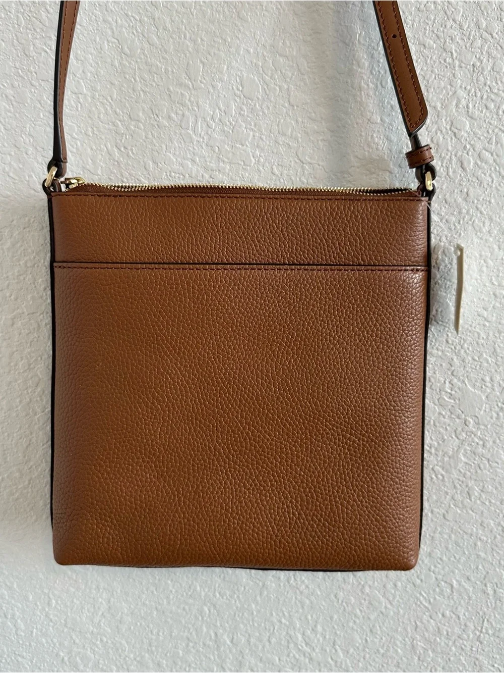 Michael Kors Cognac Pebbled Leather Crossbody Bag with Gold Hardware